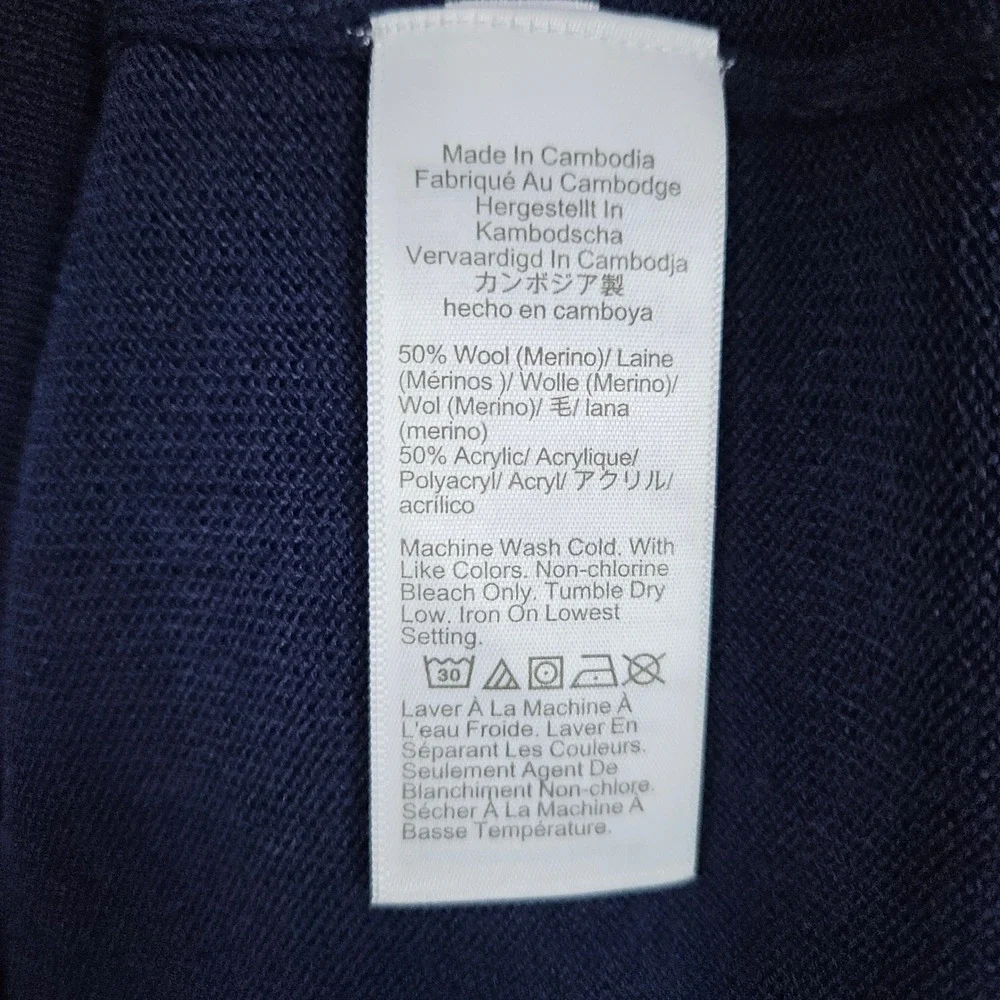 J Crew Men's Blue Round Neck Pullover Sweater Size‎ XL Merino Wool/Acrylic Blend